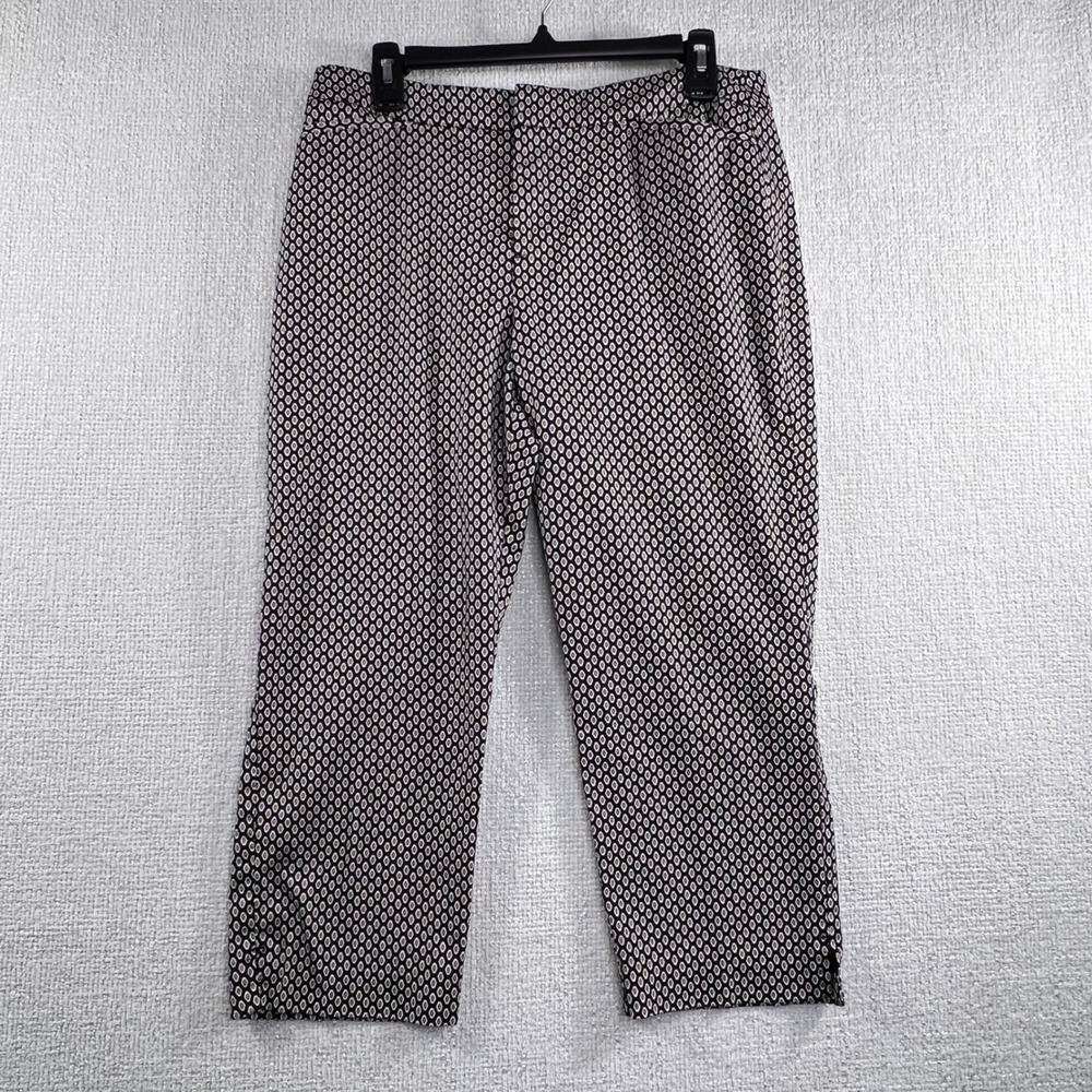 Coldwater Creek Women's 10 Ankle Pants Black Geometric Stretch Natural Fit